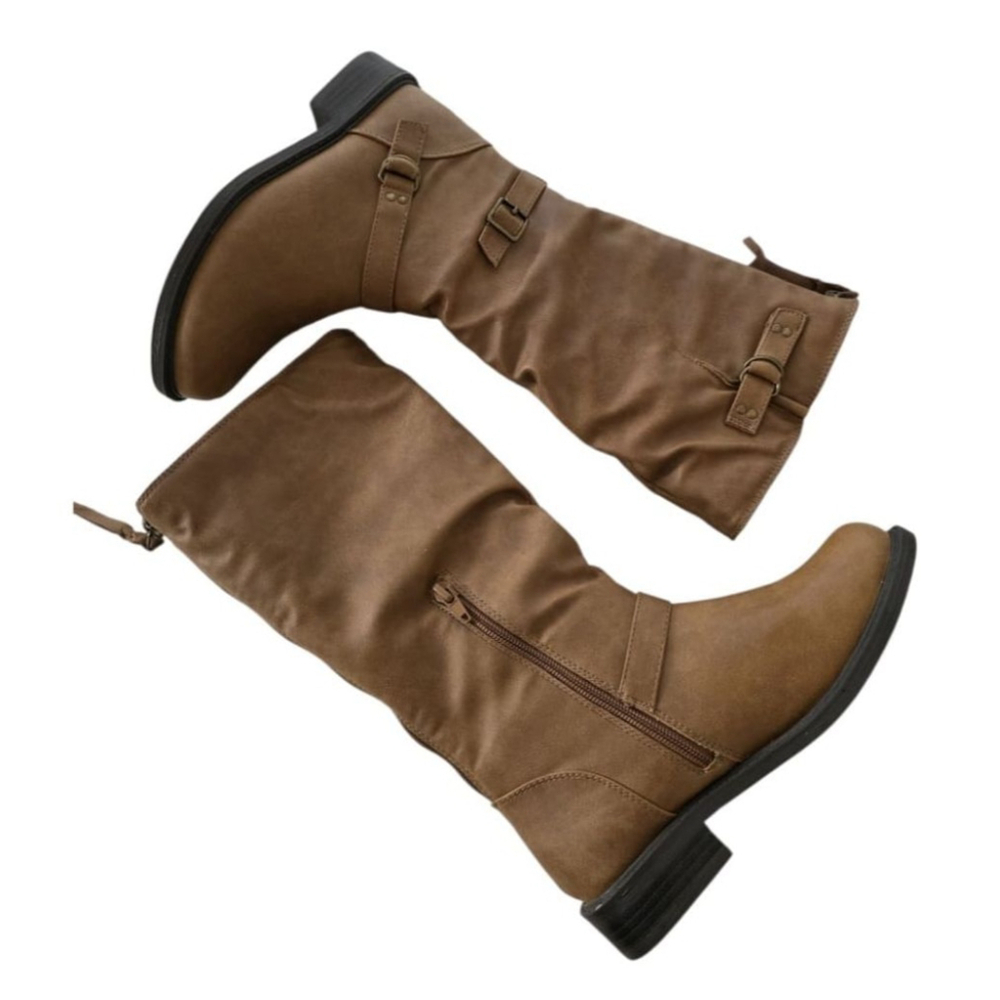 Girls' Justice Brown Heeled Boots Size 3 with Black Soles